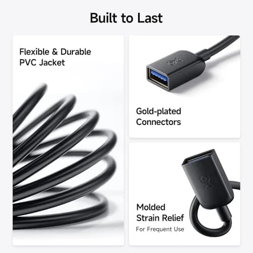 Cable Matters USB 3.0 Extension Cable 6ft Black | SuperSpeed Data & Durable Design thumbnail 6