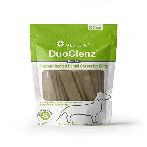 Vet One DuoClenz Rawhide Dental Chews for Small Dogs 30 Count | Enzymatic Oral Care & Fresh Breath thumbnail 1
