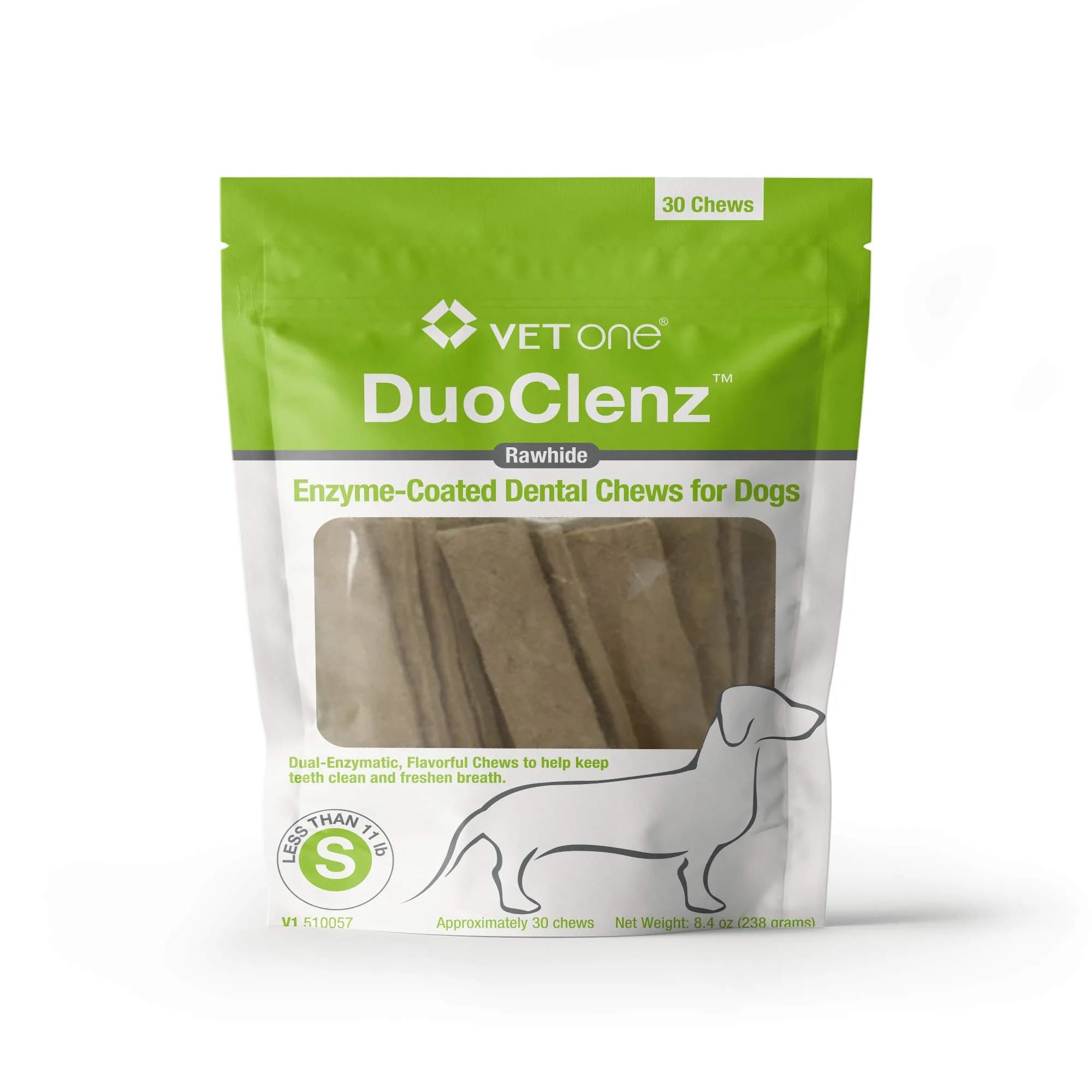 Vet One DuoClenz Rawhide Dental Chews for Small Dogs 30 Count | Enzymatic Oral Care & Fresh Breath