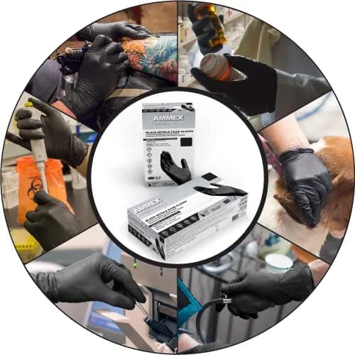 AMMEX Black Nitrile Exam Gloves, Case of 1000, Medium, 3 Mil | Ambidextrous, Latex-Free, Powder-Free thumbnail 3