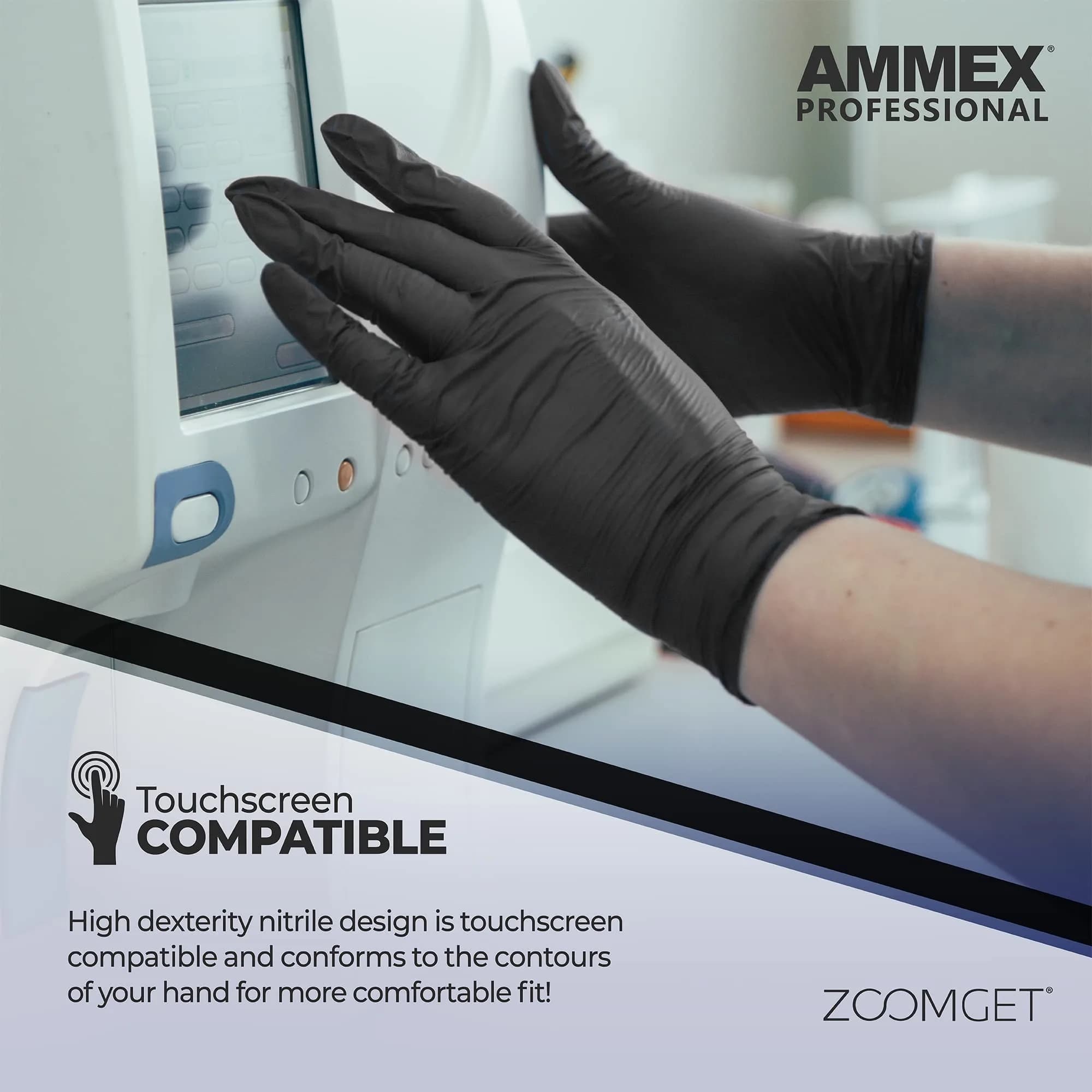 AMMEX Black Nitrile Exam Gloves, X-Large, 3 Mil, Case of 1000 | Latex-Free, Powder-Free - view 4