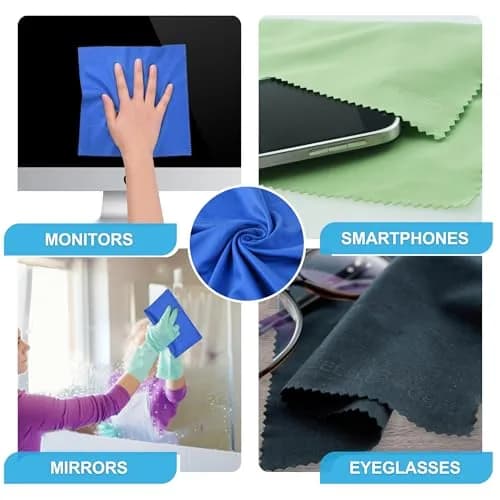 Eco-Fused Microfiber Cleaning Cloth - 8 x 8 Inch Pack of 5 | Scratch-Free Lens & Screen Cleaner thumbnail 5