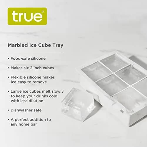 TRUE Marble Ice Cube Tray, Extra Large Silicone Ice Mold for 2 Inch Cubes | Perfect for Whiskey & Beverages thumbnail 2