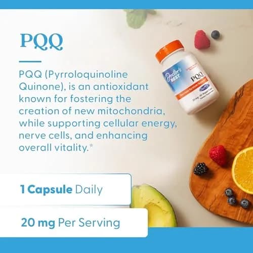 Doctor's Best PQQ Supplement 20 mg, Gluten Free, 30 Veg Caps | Supports Mitochondrial Function & Energy thumbnail 4