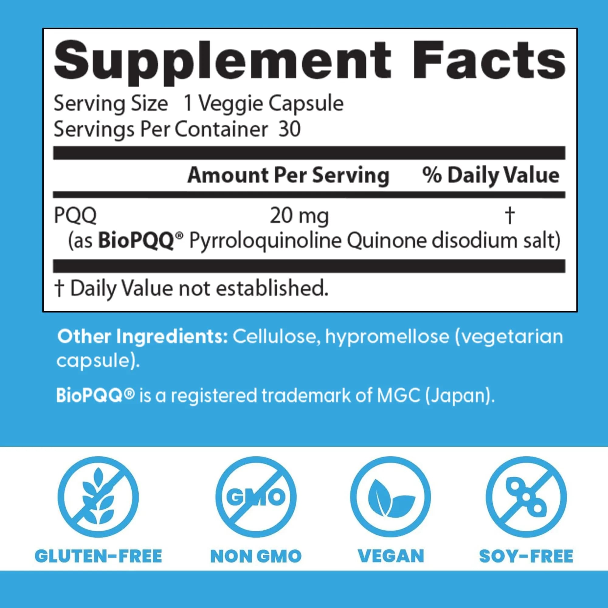 Doctor's Best PQQ Supplement 20 mg, Gluten Free, 30 Veg Caps | Supports Mitochondrial Function & Energy - view 2