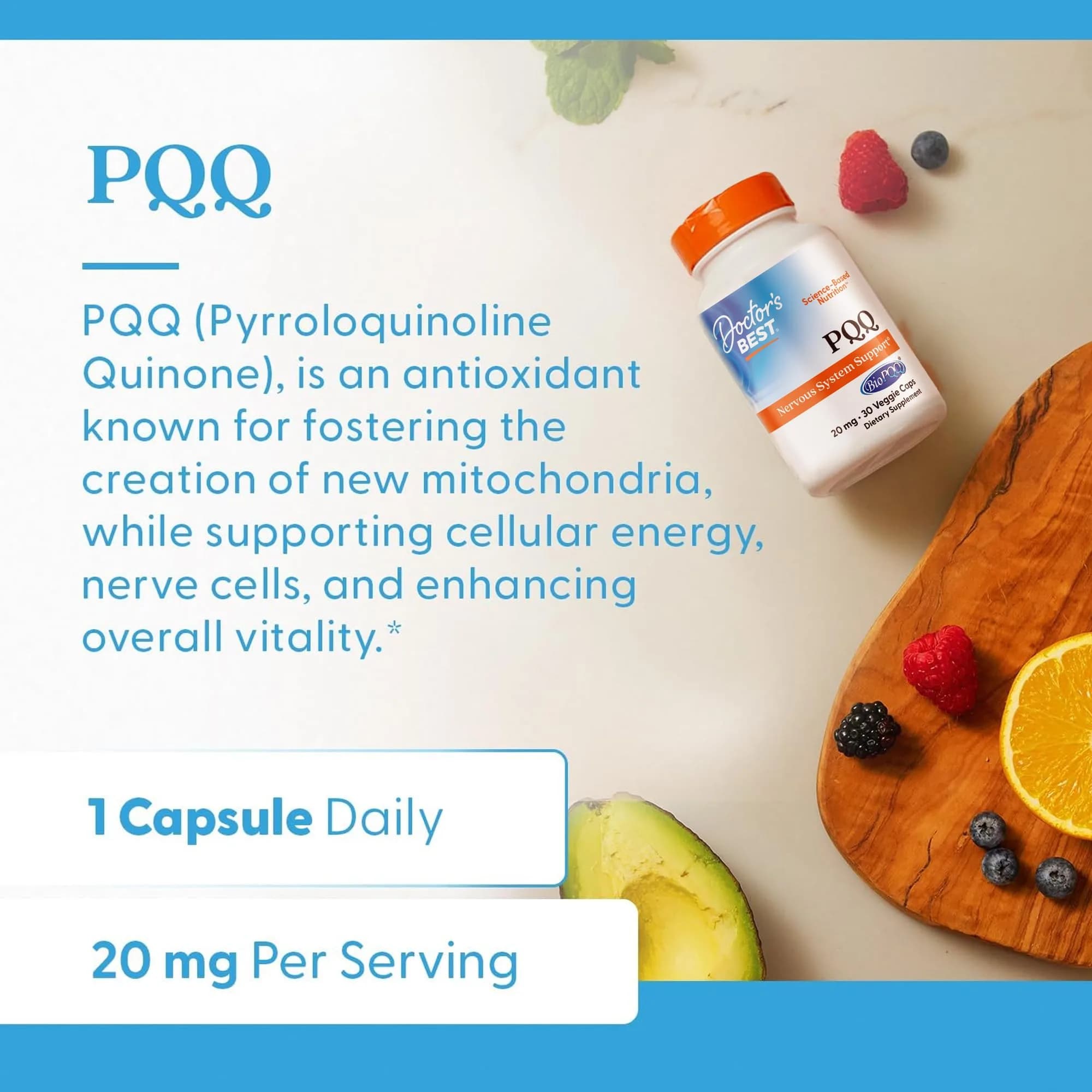 Doctor's Best PQQ Supplement 20 mg, Gluten Free, 30 Veg Caps | Supports Mitochondrial Function & Energy - view 4