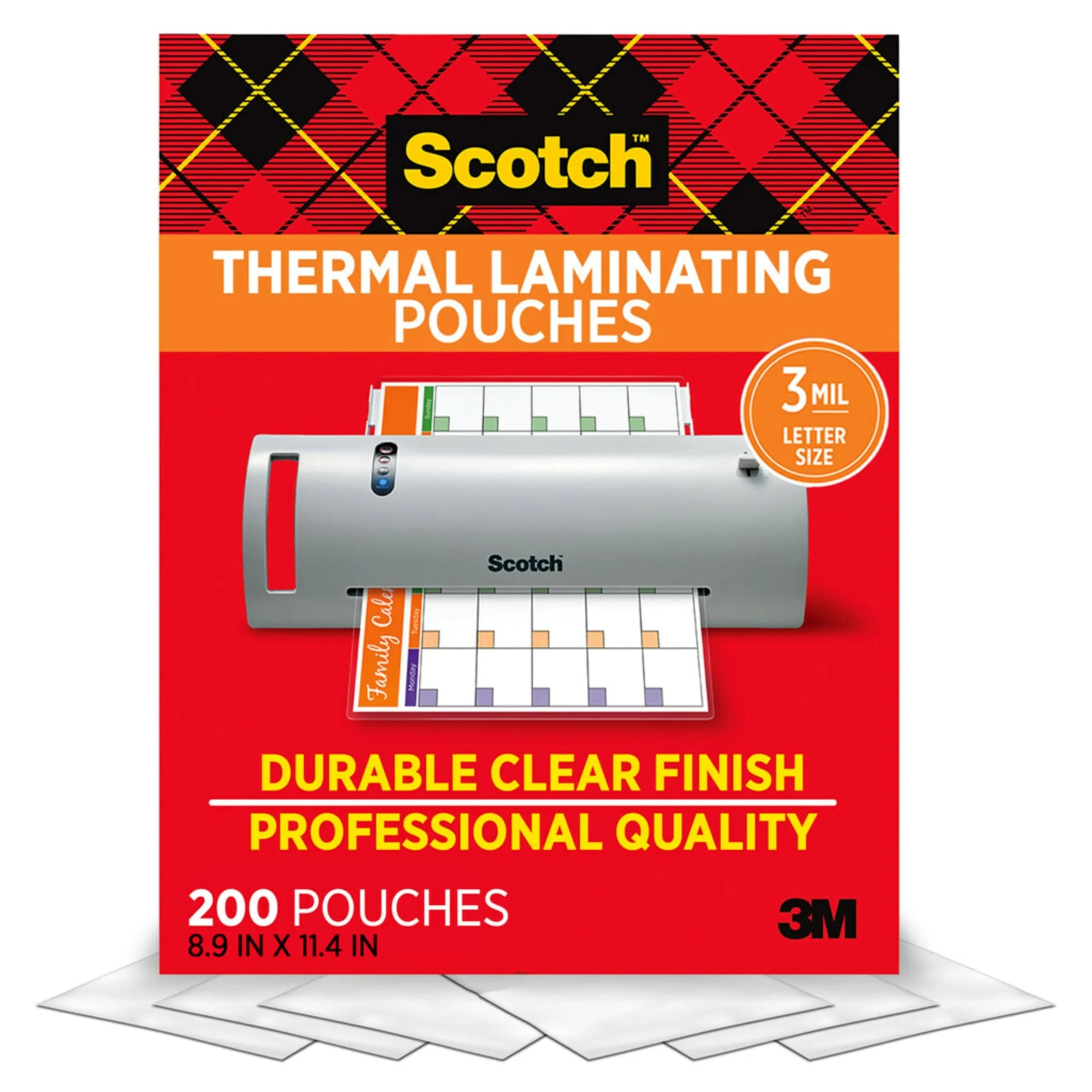 Scotch Thermal Laminating Pouches 200 Count Clear 3 mil | Professional Finish for Documents - main product image