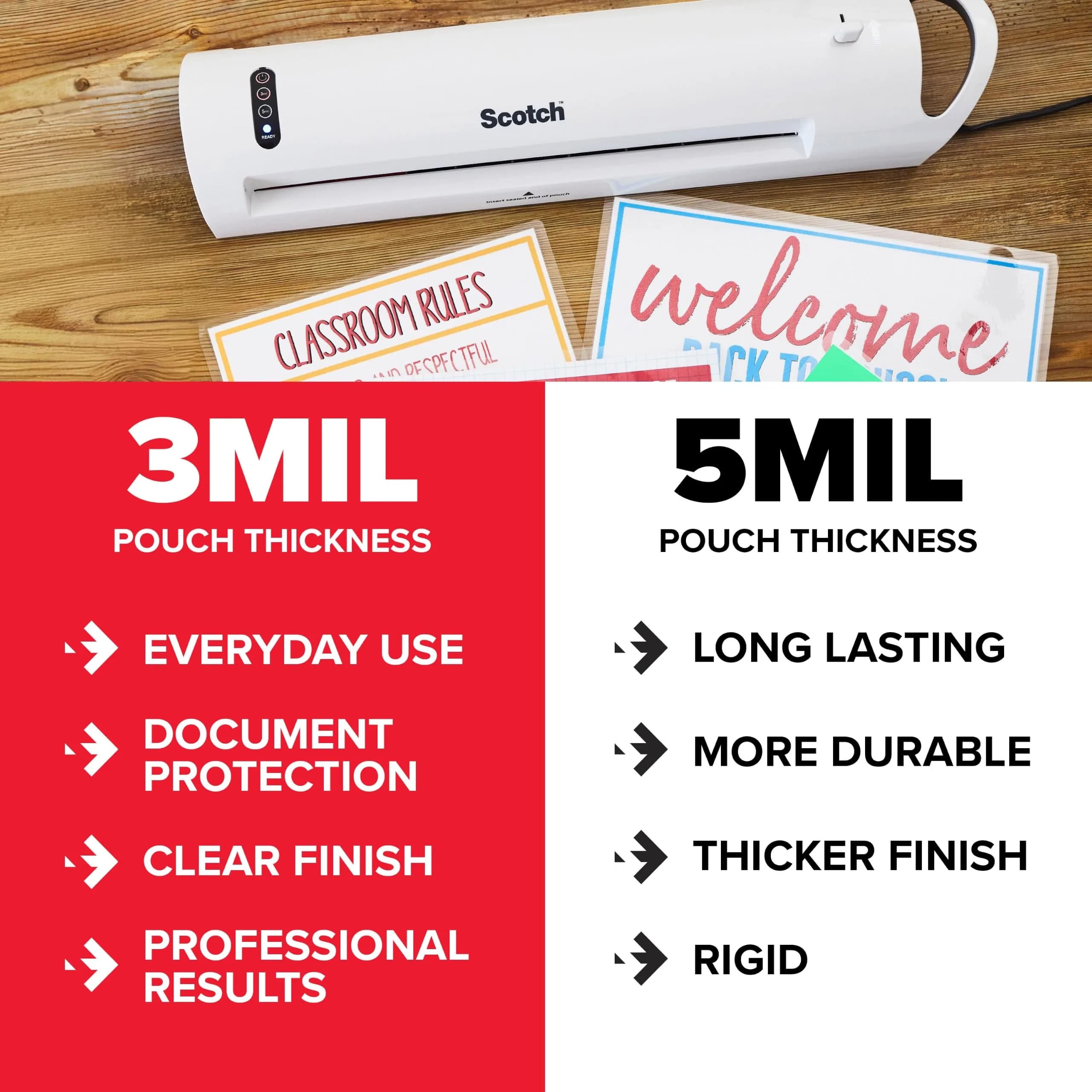 Scotch Thermal Laminating Pouches, 200 Count, Clear, 3 mil. | Professional Finish for Documents - view 4