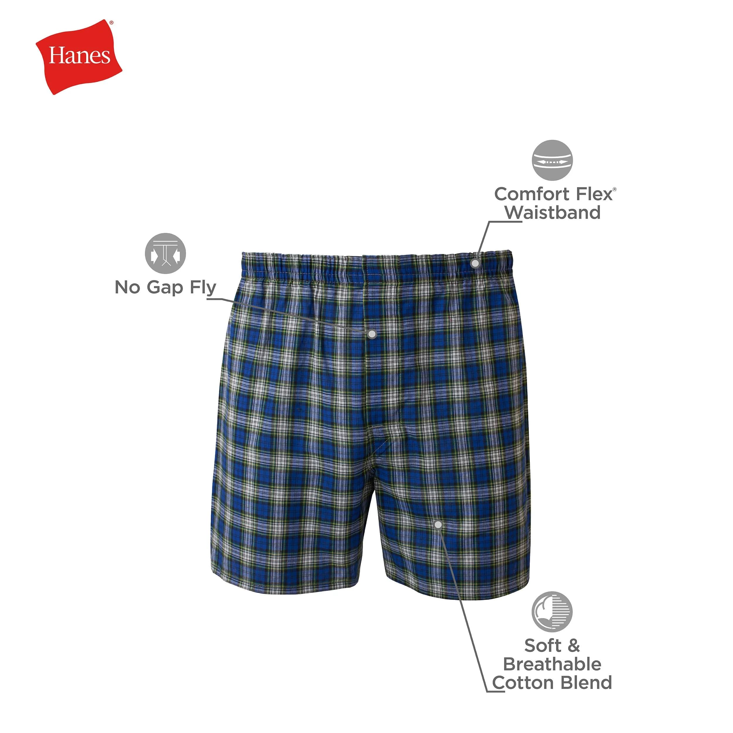 Hanes Men Tagless Boxers with Exposed Waistband, Assorted Multi-Packs | Comfortable, Breathable Fit thumbnail 6