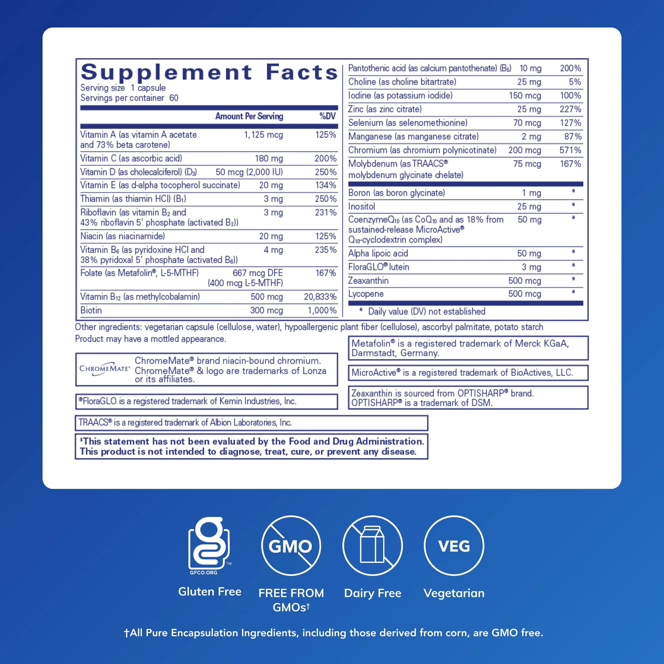 Pure Encapsulations O.N.E. Multivitamin Capsules 60 Count | High Protein Vitamin for Athletes - view 2