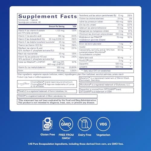 Pure Encapsulations O.N.E. Multivitamin Capsules 60 Count | High Protein Vitamin for Athletes thumbnail 2