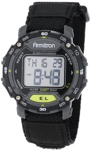 Armitron Sport Unisex Grey Accented Digital Chronograph Watch 42mm (1.65 in) Black Nylon Strap thumbnail 1
