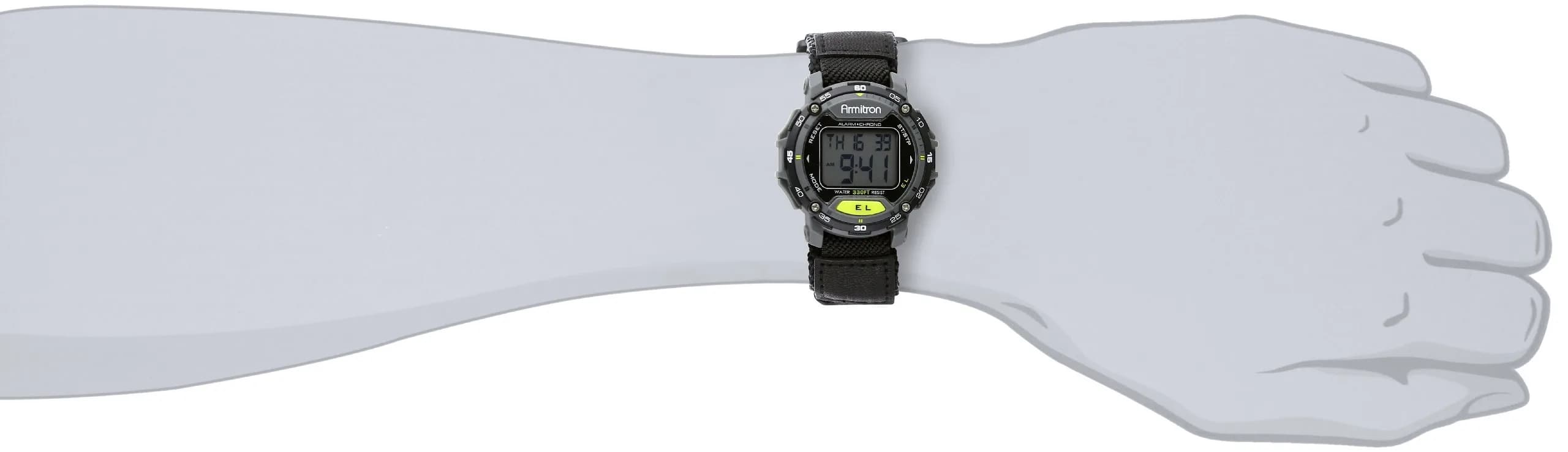 Armitron Sport Unisex Grey Accented Digital Chronograph Watch 42mm (1.65 in) Black Nylon Strap - view 4