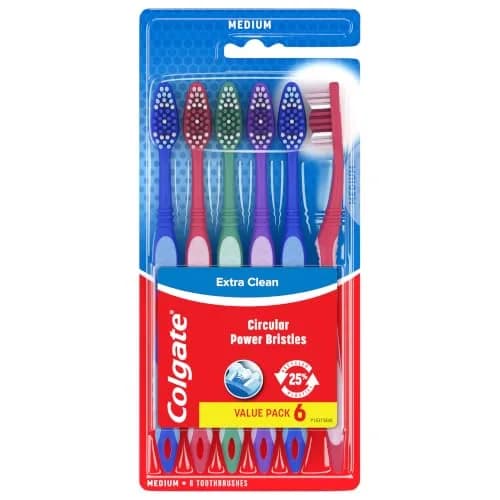 Colgate Extra Clean Medium Toothbrushes, 6 Count | Deep Cleaning Power Bristles thumbnail 7