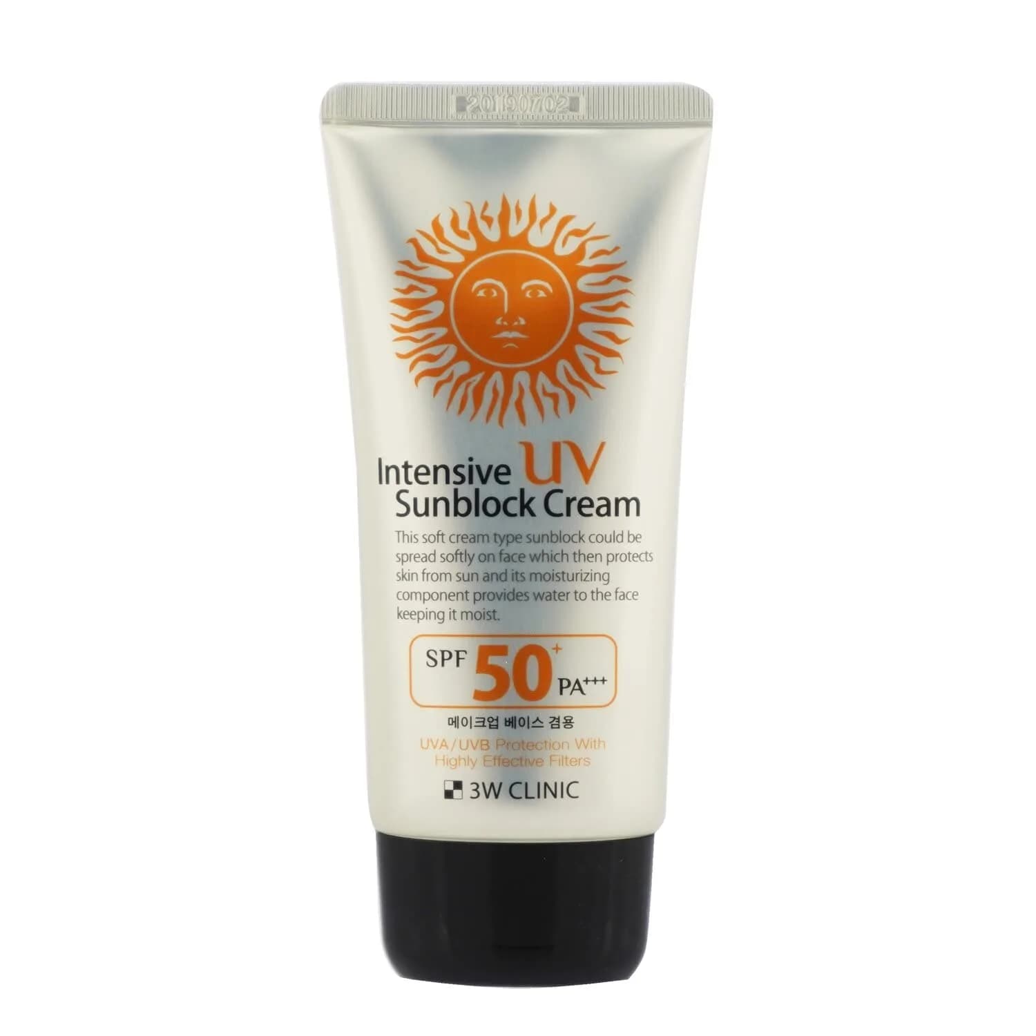 3W Clinic Intensive UV Sunblock Cream SPF50+ PA+++ 70ml (2.37 Fl Oz) | Broad Spectrum UVA/UVB Protection