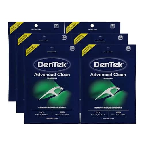 DenTek Advanced Clean Floss Picks, Mint, 900 Picks (150 Count Pack of 6) | Triple Clean Design for Plaque Removal thumbnail 1