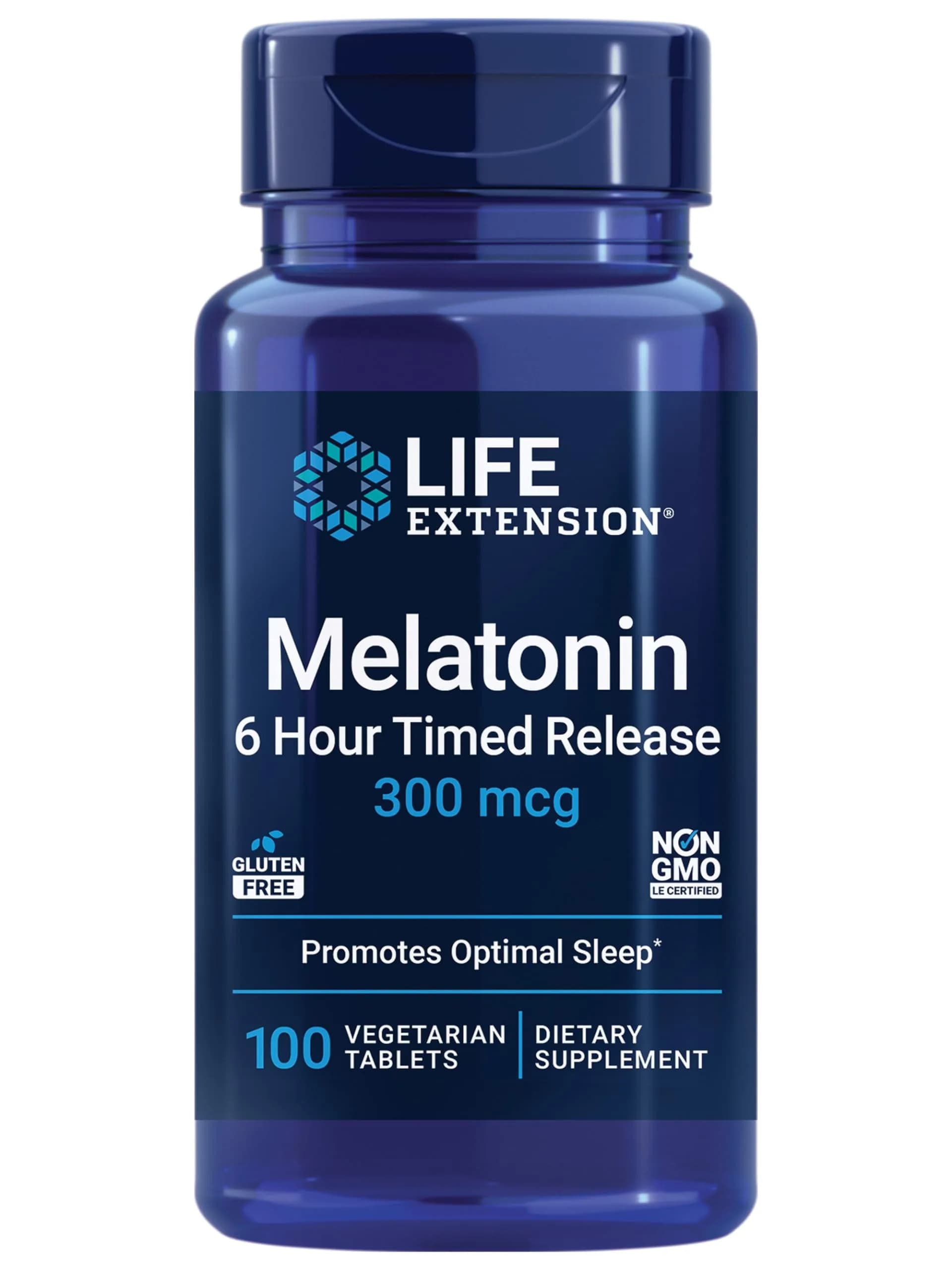 Life Extension Melatonin 6 Hour Timed Release 300 mcg Tablets | Gluten-Free, Non-GMO, Vegetarian, 100 Count - main product image