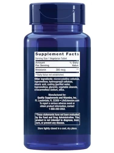 Life Extension Melatonin 6 Hour Timed Release 300 mcg Tablets | Gluten-Free, Non-GMO, Vegetarian, 100 Count thumbnail 2