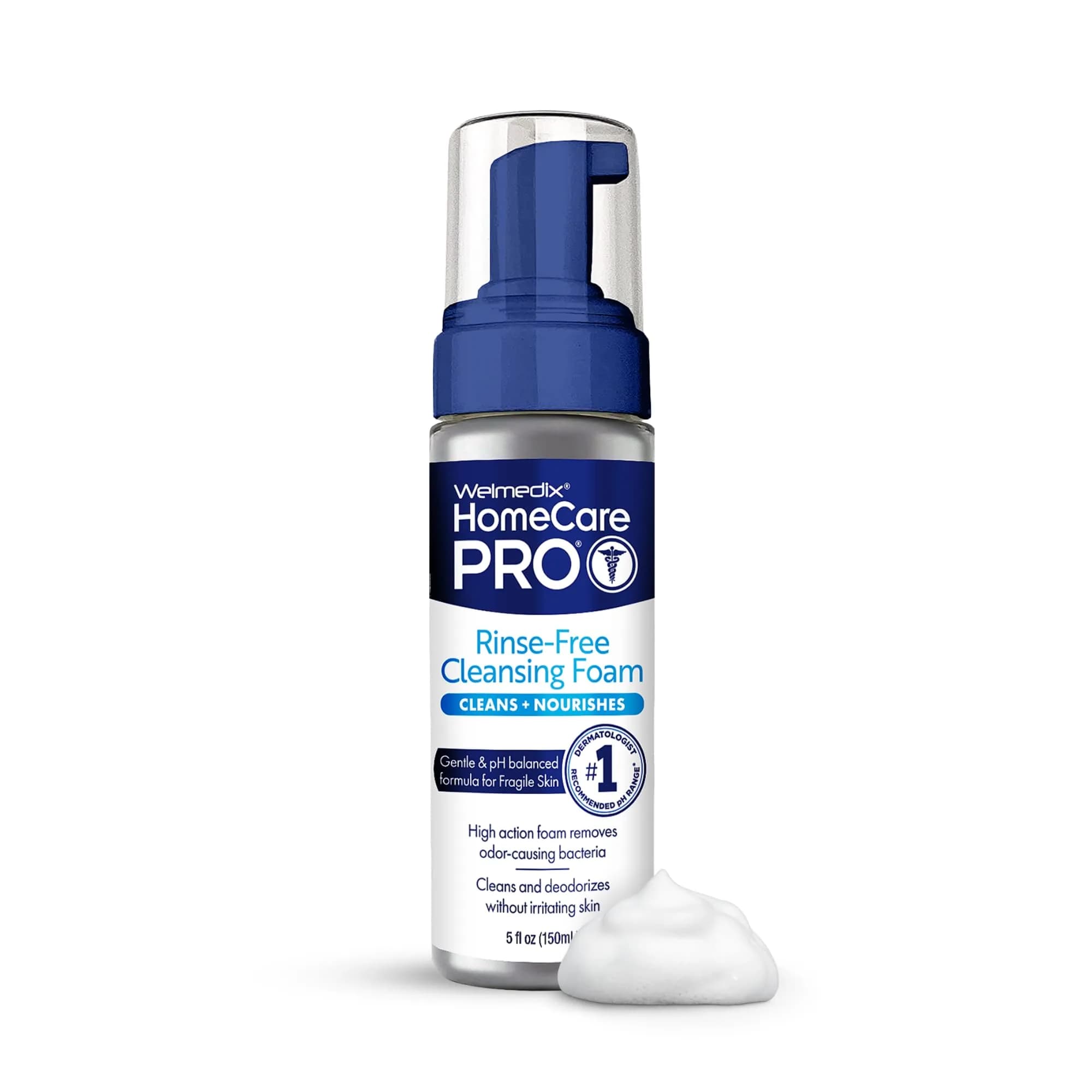 Welmedix No Rinse Cleansing Foam 150ml (5 Fl Oz) | Hospital Grade Waterless Body Wash & Shampoo — No-Rinse Cleansing Foam