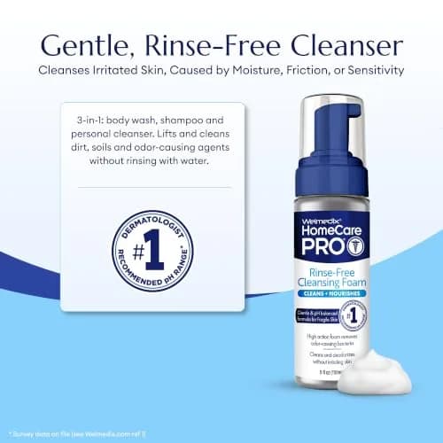 Welmedix No Rinse Cleansing Foam 150ml (5 Fl Oz) | Hospital Grade Waterless Body Wash & Shampoo thumbnail 2