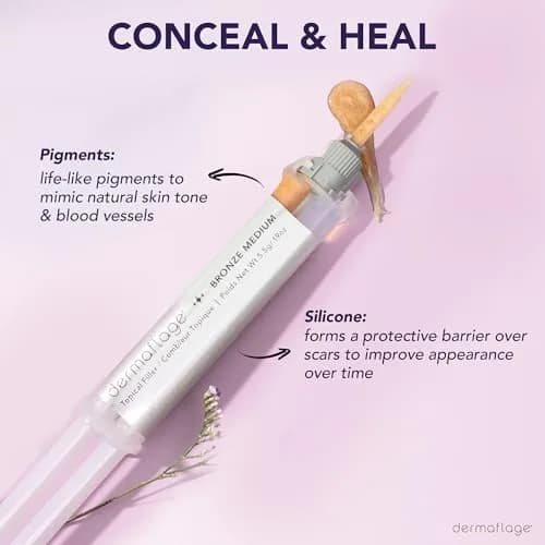 Dermaflage Scar Filler Kit Bronze Medium Waterproof Concealer for Acne Scars Wrinkles Ice Pick Scars Makeup | 1 mo supply thumbnail 5
