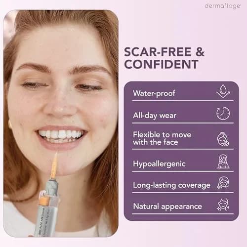 Dermaflage Scar Filler Kit Bronze Medium Waterproof Concealer for Acne Scars Wrinkles Ice Pick Scars Makeup | 1 mo supply thumbnail 3