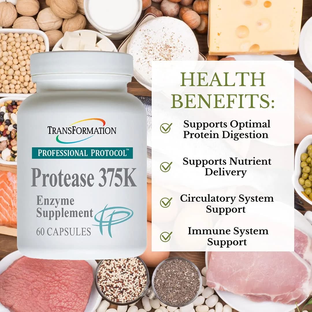 TRANSFORMATION Protease 375K Enzyme Supplement 60 Capsules | High-Potency Protein & Gut Support — Capsule