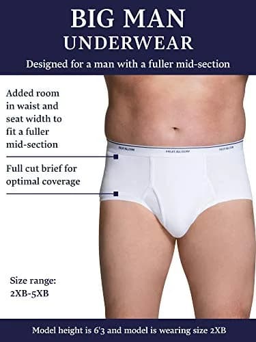 Fruit of the Loom Men's Big & Tall Tag-Free Briefs 3-Pack | 5X-Large (267 cm) | Mid Rise thumbnail 4