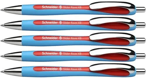 Schneider Slider Rave XB Ballpoint Pen, 1.4mm Red Ink, 5-Pack | Smooth Viscoglide Ink Flow thumbnail 1