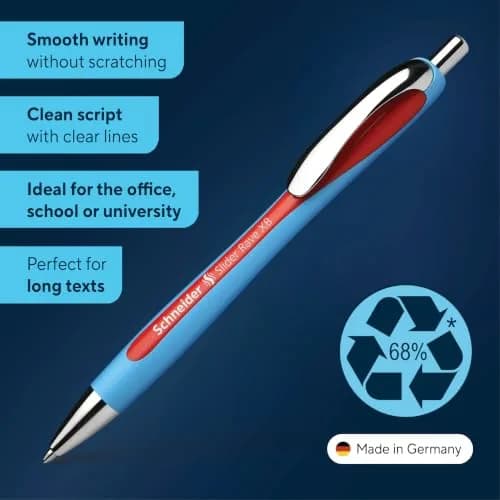 Schneider Slider Rave XB Ballpoint Pen, 1.4mm Red Ink, 5-Pack | Smooth Viscoglide Ink Flow thumbnail 2
