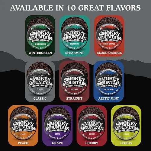 Smokey Mountain Herbal Long Cut Classic, 5 Can Box | Tobacco-Free, Nicotine-Free Herbal Snuff thumbnail 8
