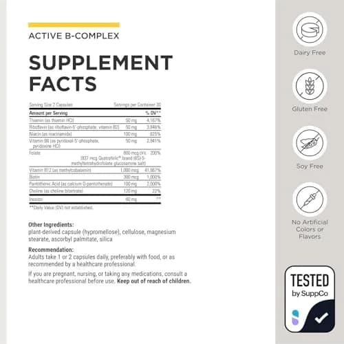 Integrative Therapeutics Active B-Complex with Methylfolate 60 Count | Cellular Energy & Immune Support thumbnail 3