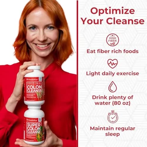Health Plus Super Colon Cleanse Detox Capsules 60 Count (15 Day Supply) | Gentle Herbal Blend for Occasional Constipation Relief thumbnail 4