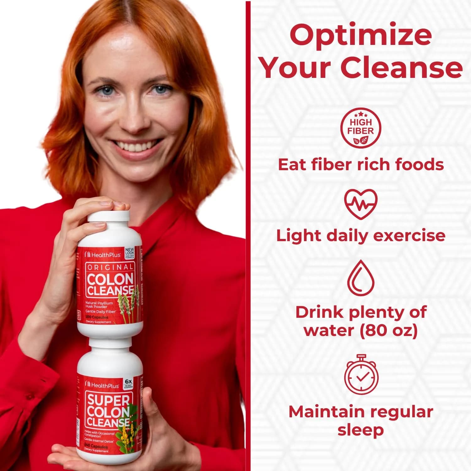 Health Plus Super Colon Cleanse Detox Capsules 60 Count (15 Day Supply) | Gentle Herbal Blend for Occasional Constipation Relief - view 4