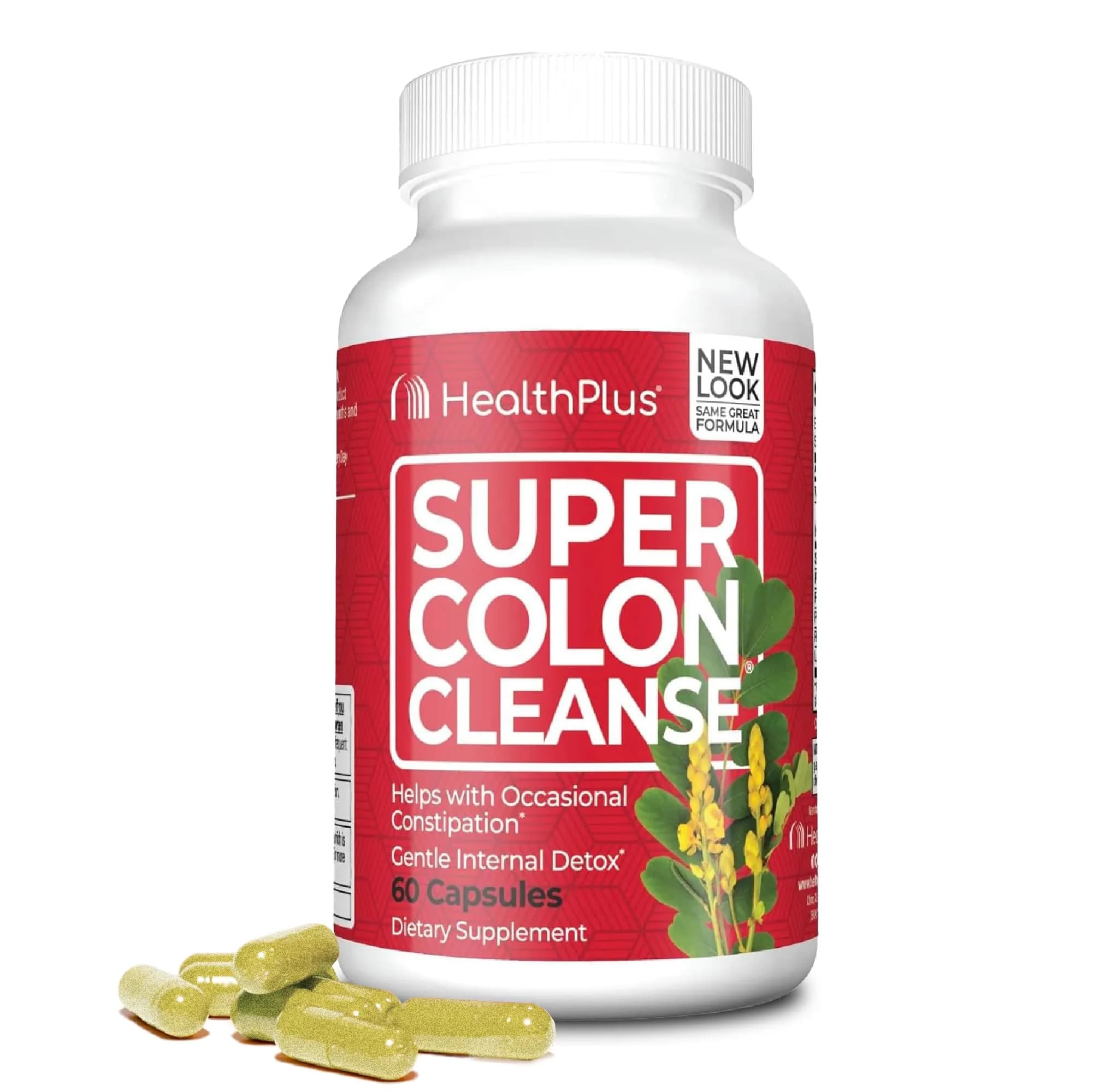 Health Plus Super Colon Cleanse Detox Capsules 60 Count (15 Day Supply) | Gentle Herbal Blend for Occasional Constipation Relief - main product image