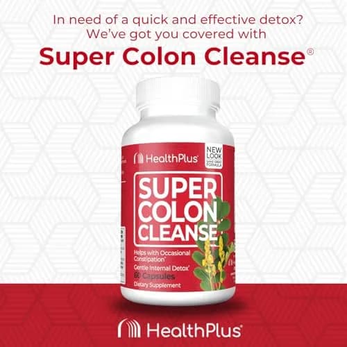 Health Plus Super Colon Cleanse Detox Capsules 60 Count (15 Day Supply) | Gentle Herbal Blend for Occasional Constipation Relief thumbnail 6