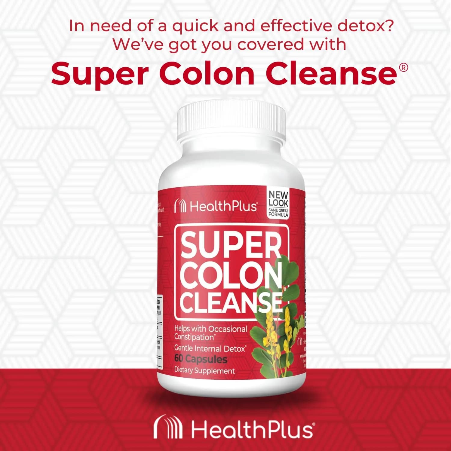 Health Plus Super Colon Cleanse Detox Capsules 60 Count (15 Day Supply) | Gentle Herbal Blend for Occasional Constipation Relief - view 6