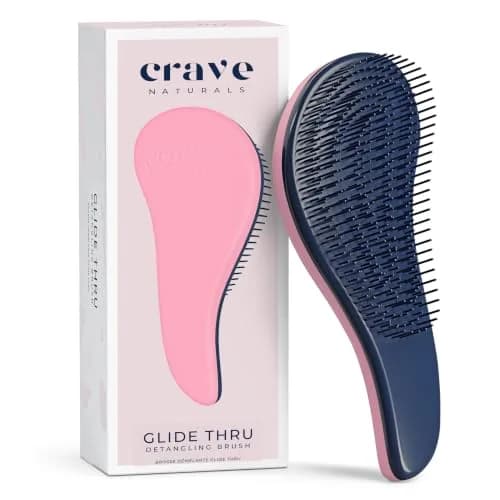 Crave Naturals Glide Thru Hair Brush - Detangler for Curly, Straight, Wet or Dry Hair | Gentle Detangling for All Hair Types thumbnail 1