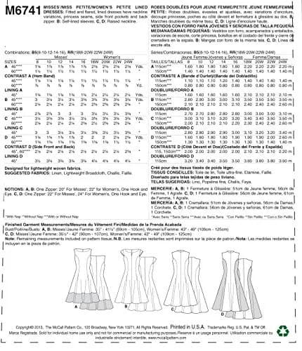 McCall's Pattern Company M6741B50 Misses'/Women's Petite Lined Dresses Sewing Template, Size B5 (8-10-12-14-16) | Women's Petite Dress Pattern thumbnail 3