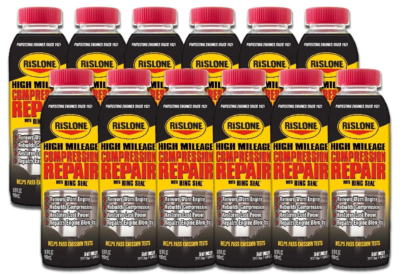 Rislone High Mileage Compression Repair with Ring Seal 16.9 oz (499 ml) Bottles, 12-Pack | Restores Lost Power & Fixes Blow-By - main product image