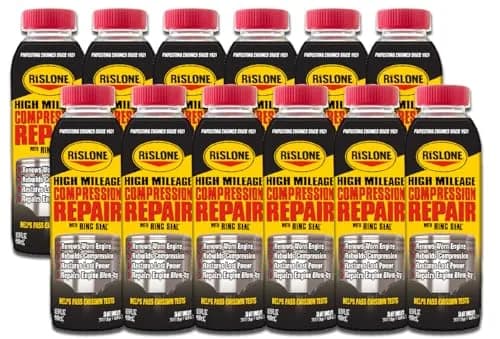 Rislone High Mileage Compression Repair with Ring Seal 16.9 oz (499 ml) Bottles, 12-Pack | Restores Lost Power & Fixes Blow-By thumbnail 1