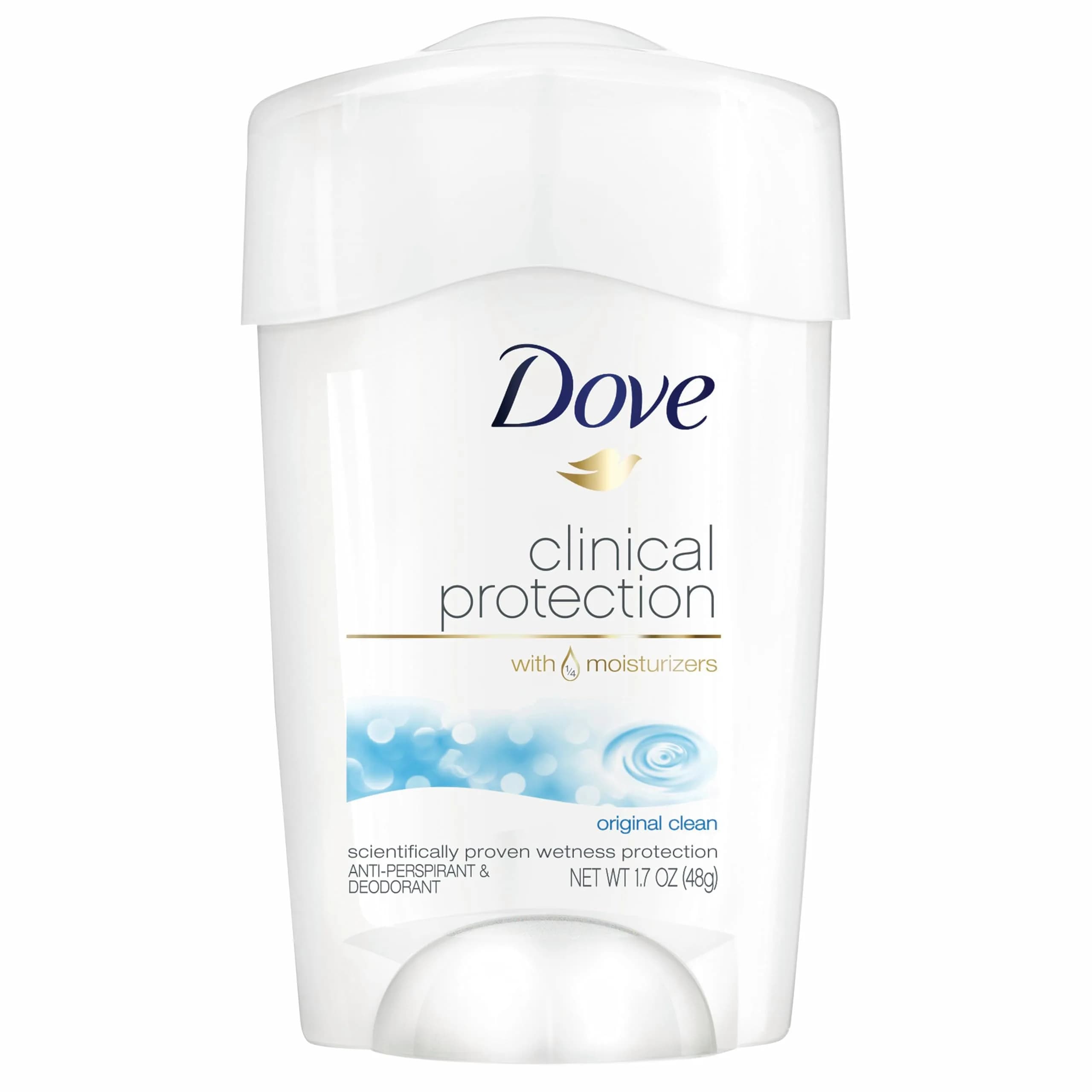 Dove Clinical + Care Original Clean Antiperspirant Stick 1.7 oz | 96H Sweat & Odor Protection, Nourishing Serum, No Alcohol — Original Clean