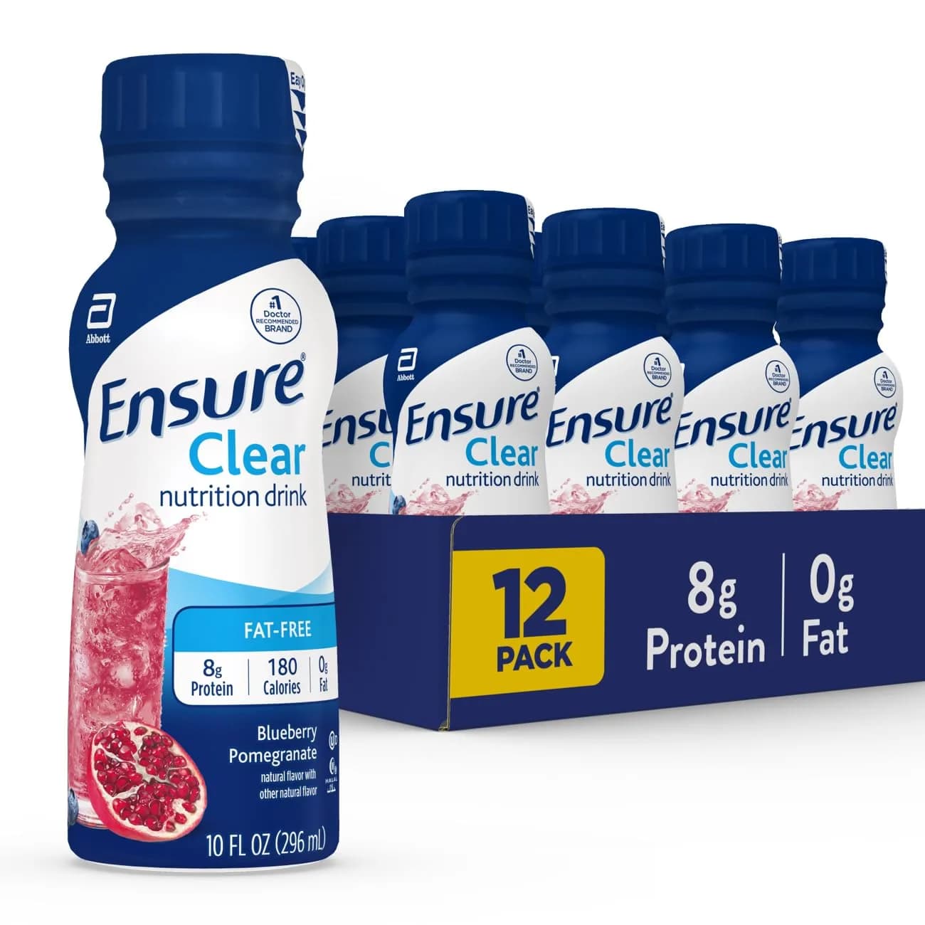 Ensure Clear Nutrition Drink Blueberry Pomegranate 296ml (10 Fl Oz) | 8g Protein, 0g Fat, Gluten-Free — 10 Fl Oz