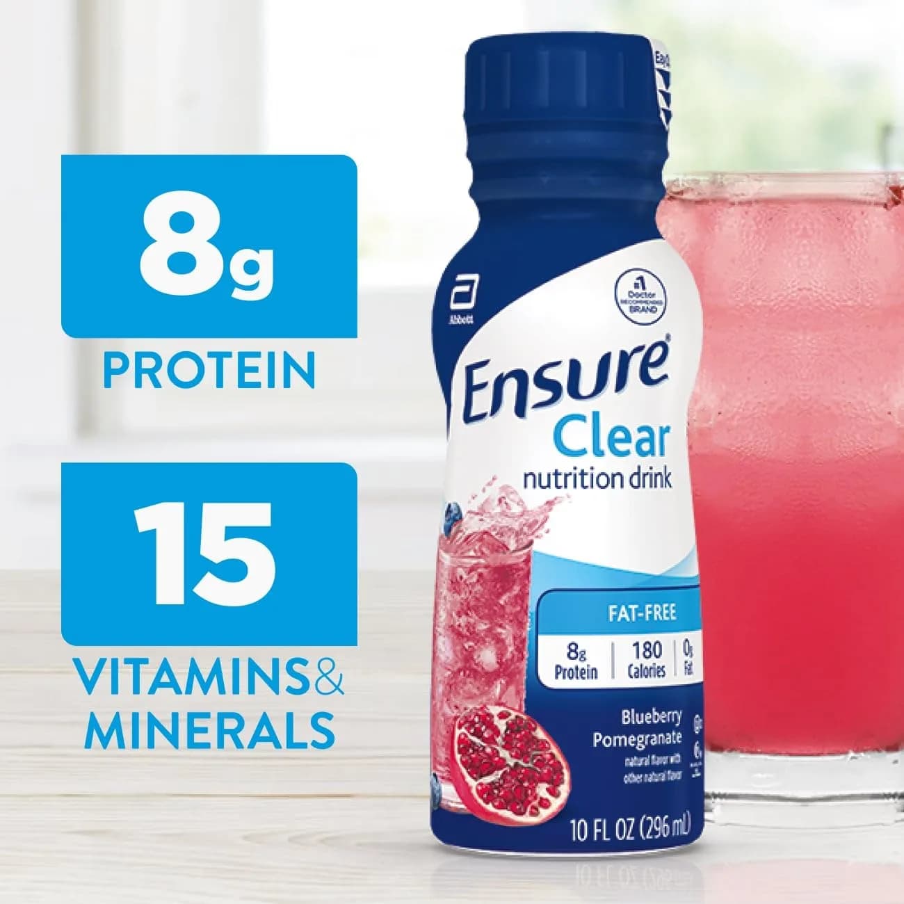 Ensure Clear Nutrition Drink Blueberry Pomegranate 296ml (10 Fl Oz) | 8g Protein, 0g Fat, Gluten-Free - view 3