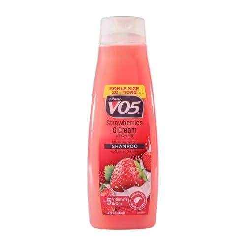 Alberto VO5 Moisture Milks Moisturizing Shampoo - Strawberries & Cream Scent, 443ml (15 fl oz) | Hydrating Shampoo with Soy Milk thumbnail 1