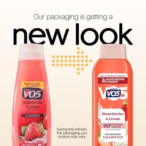Alberto VO5 Moisture Milks Moisturizing Shampoo - Strawberries & Cream Scent, 443ml (15 fl oz) | Hydrating Shampoo with Soy Milk thumbnail 2