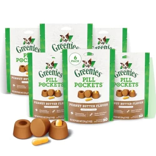 Greenies Pill Pockets Peanut Butter Large Size Dog Treats 180 Count (7.9 oz x 6) | Vet-Recommended Medicine Masking thumbnail 1