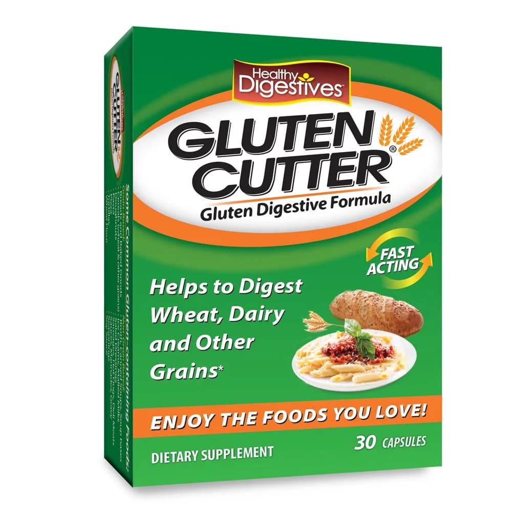 Healthy Digestives Gluten Cutter Enzyme Formula 30 Capsules | Supports Gluten & Lactose Digestion — Multicolor