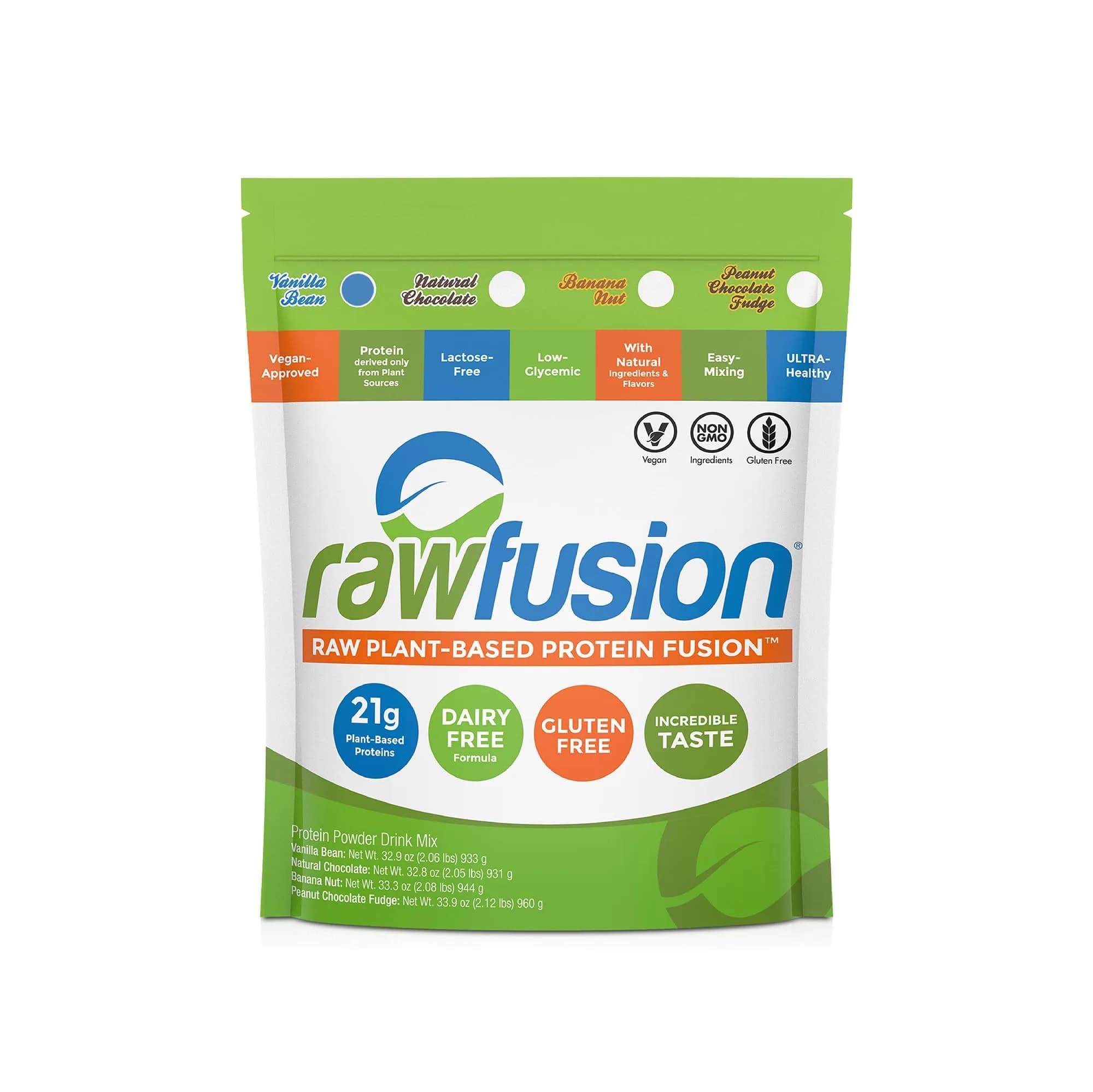 SAN Rawfusion Vegan Protein Powder, Vanilla Bean | 21g Plant-Based Protein, Low Net Carbs, Gluten-Free — Vanilla