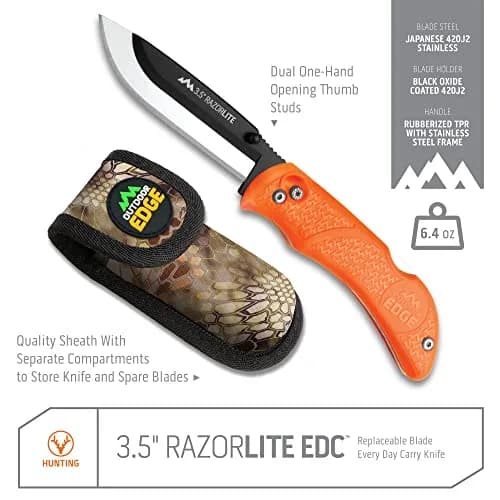 OUTDOOR EDGE Razor-Lite Folding Hunting Knife – 3.5" Replaceable Blades | Non-Slip Rubber Handle thumbnail 2